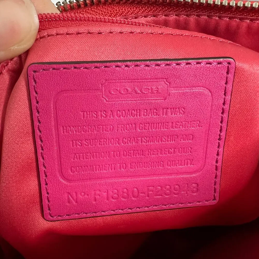 Coach Tan Pink Orange Leather Crossbody Messenger Bag Purse